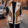 Gilet d'hiver oversize en fausse peau de mouton pour femme, cardigan ample sans manches avec poches