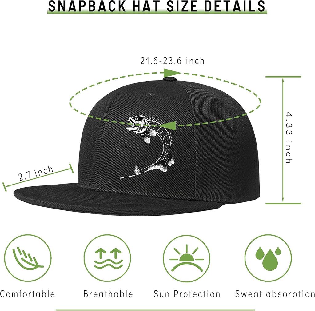 Fish Skeleton Bass Fishing Graphic Baseball Cap Polyester Snapback Hat Outdoor Unisex Adult