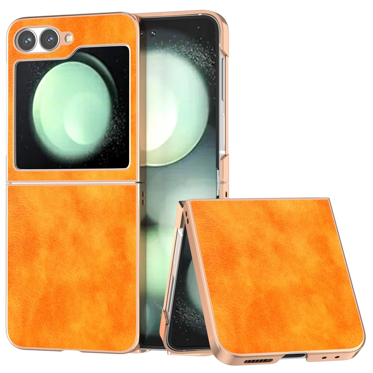 

For Samsung Galaxy Z Flip7 FE 5G/Z Flip6 5G Case Electroplating Phone Cover PU Leather+TPU Litchi Texture Case A