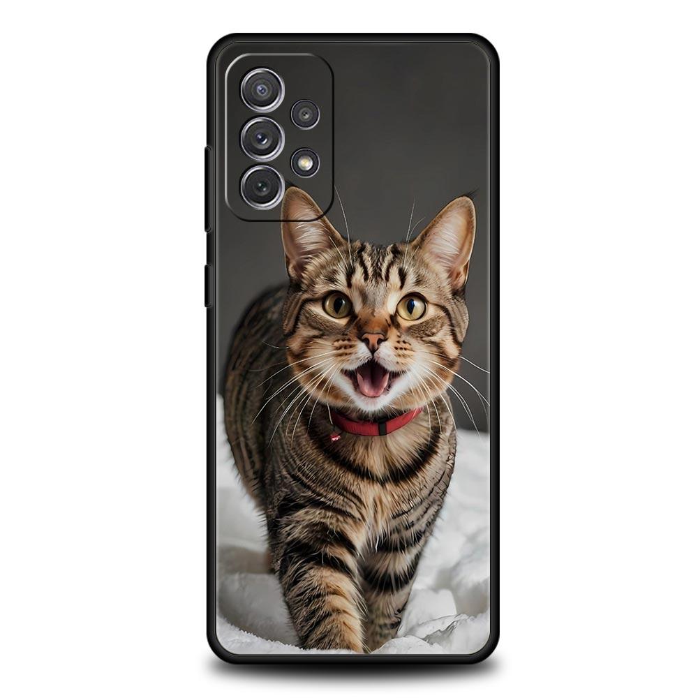 Kawaii Love Cat Phone Case For Samsung Galaxy A17 A07 A55 A35 A25 A15 A05s A33 5G A31 A23 A21s A13 A41 A73 A53 A51 A71 A03 Cover