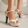 Women's Comfy Platform Sandals Summer Sexy 12cm Ultra High Heels Dress Shoes Ankle Strap for Prom Party Wedding