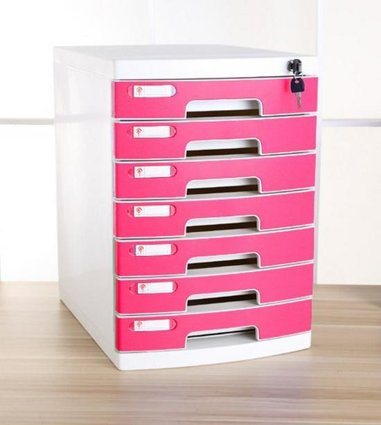 4-Drawer Lockable Plastic Office File Cabinet, Thickened Storage Box