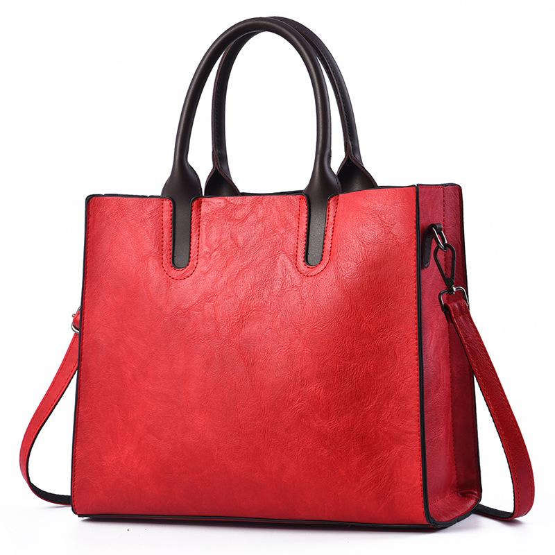 Women s New Large Capacity Soft Leather Fashion Handbag Shoulder Crossbody Bag красный