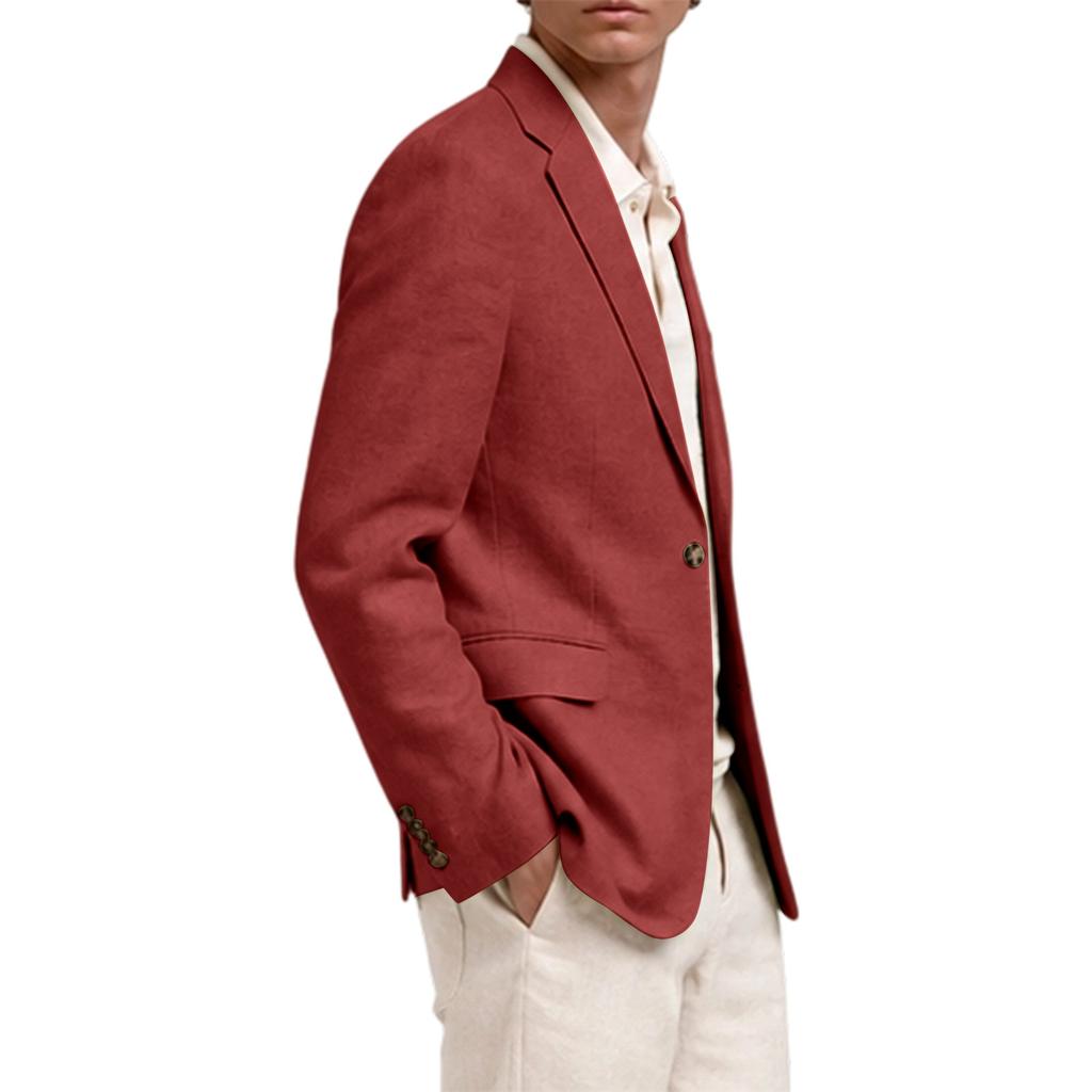 Herren Business Casual Langarm Revers mit Kerbe Dekorative Tasche Anzugjacke für Frühling und Herbst