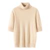 2025 Autumn/Winter Cashmere Loose Knit Top with Half-High Neck & Five-Point Sleeves