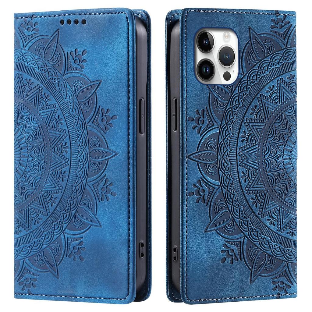For iPhone 12 ProMax,11 Pro Max Mandala Embossed PU Leather Flip Wallet Case Magnetic Closure Cover
