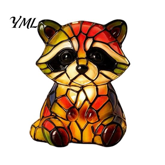 Pastoral Style Study Table Lamp Vintage Stained Glass Desk Lamp, Cute Animal Night Light, Decorative Bedroom Bedside Decor Ornament Reading