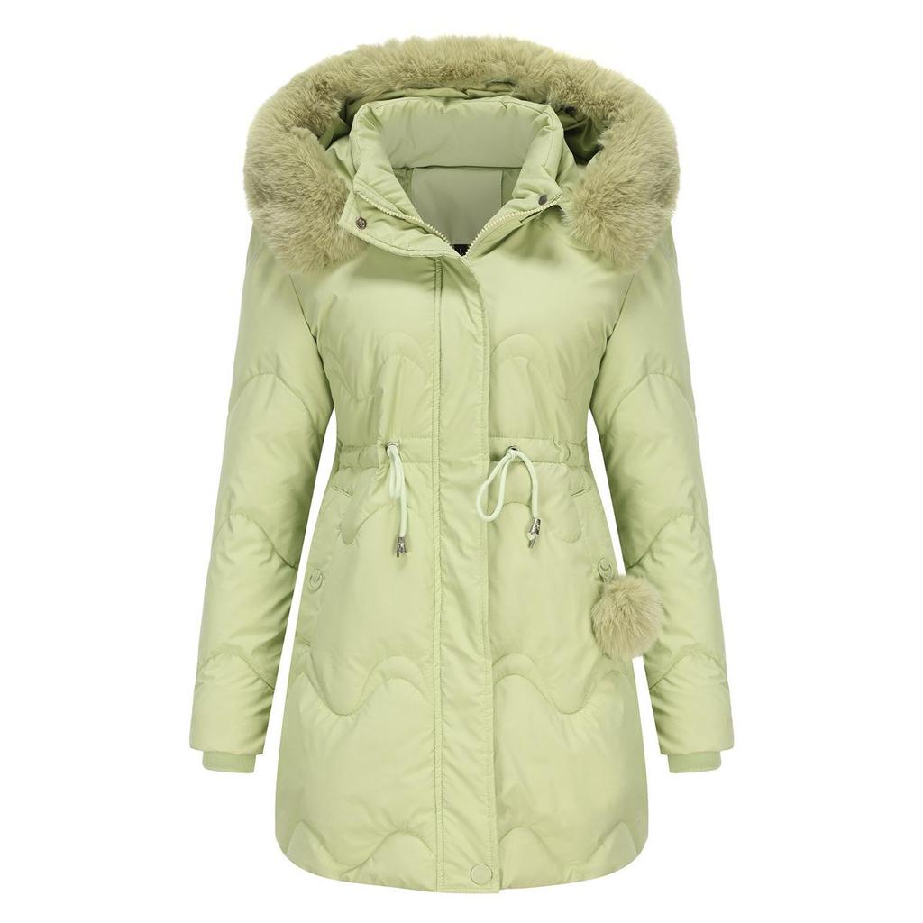 Women's Cotton-padded Jacket Detachable Cap Wool Autumn and Winter Warm Parker Long Coat