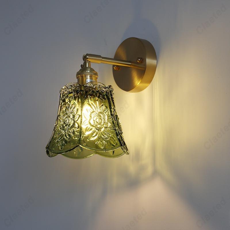 

LED Retro Minimalist Wrought Iron Glass Wall Lamp Bedroom Bedside Lamp Living Room Hallway Lighting Bathroom Mirror Headlight not including bulb