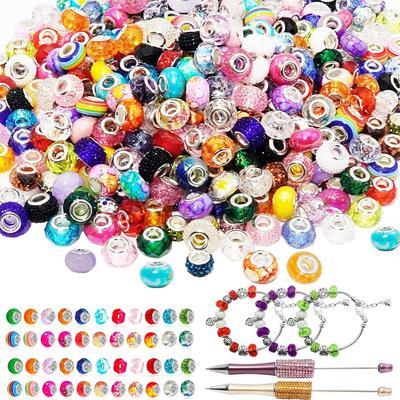 30/50/100 Resin European Style Large Hole Beads, Spacer Beads for Jewelry Production, Various Loose and Colorful European Large Beads