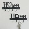 1Pcs Wall Mounted Decor Black Metal Key Holder Hook With Sweet Home Decorative Hook For Wall Coat Rack Storage Rack Wall Hanging