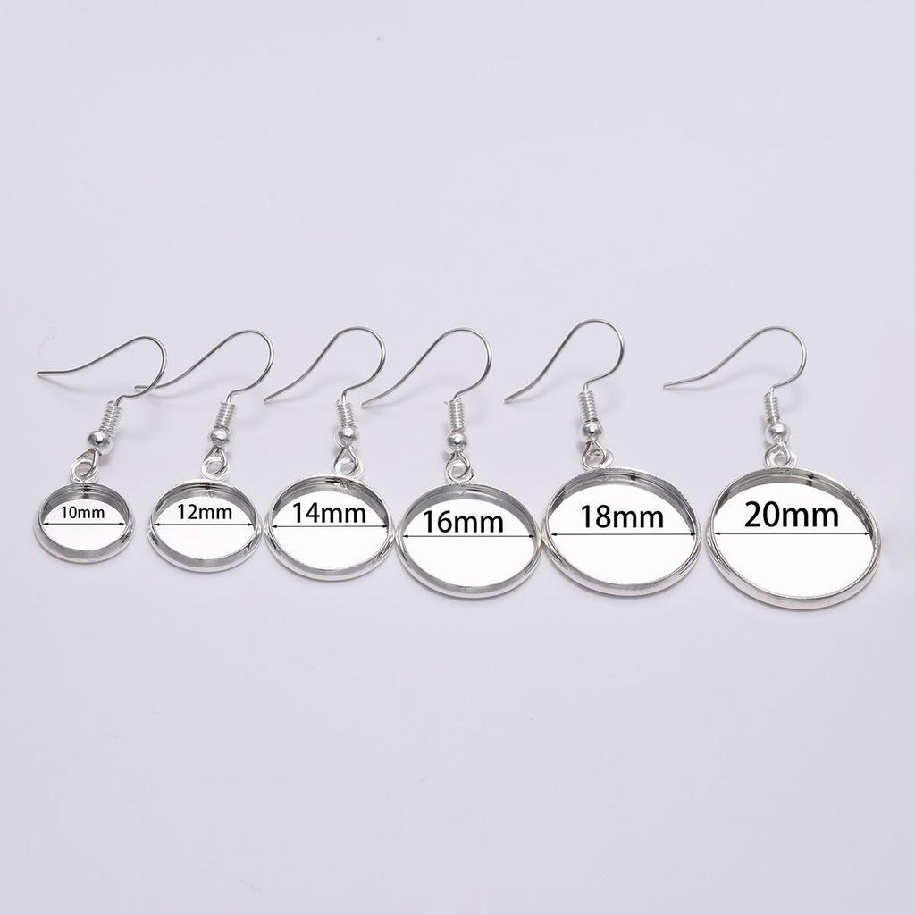 Round Metal Plated Dangle Earring Hooks with Empty Setting for DIY Jewelry
