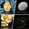 OLEVS New Automatic Watches for Man 7077 Digital Dial Steel Strap Dual Calendar Waterproof Mechanical Men's Business Wristwatch
