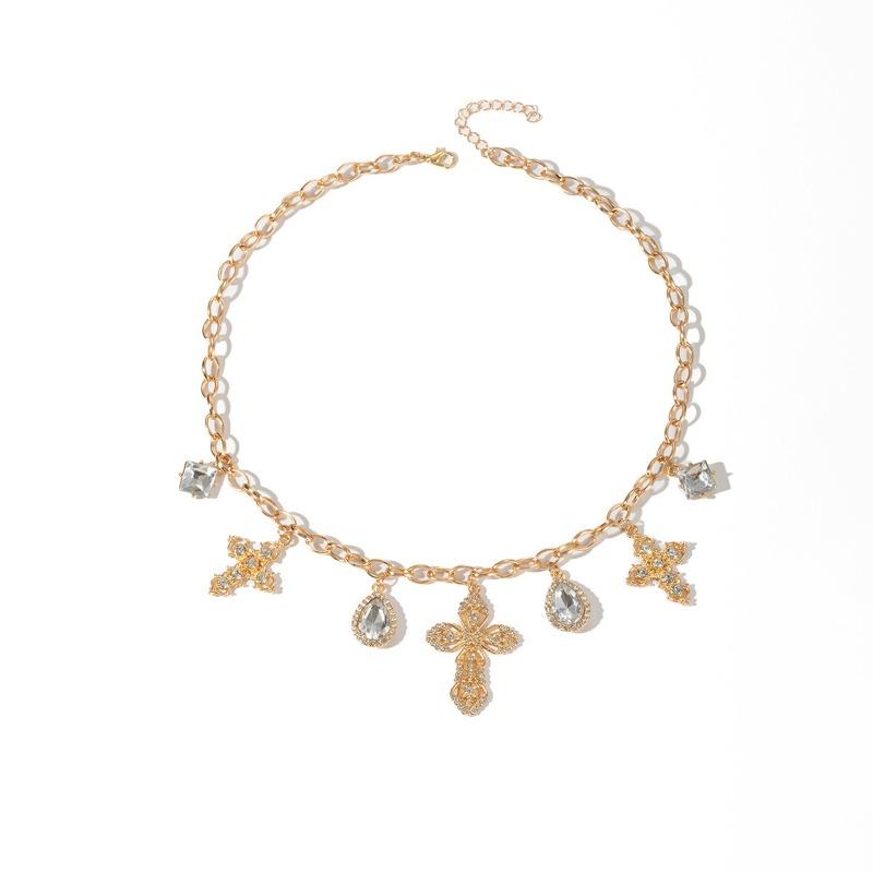 Accessories Hip Hop Wind Cross Necklace Pendant Exaggerated Design Diamond Large Water Drop Necklace Accessories