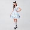 Cosplay Halloween, Alice's Dream Wonderland, Japanese cute maid dress cos dress blue and white, short-sleeved princess dress