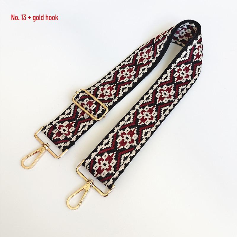 Etniczny Wzór Nylonowy Pasek do Plecaka z Regulowaną Długością i Metalowymi Akcesoriami - Odporny na Zużycie i Poszerzony dla Komfortu