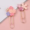1pc pink Sakura Flowers Metal Bookmark Exquisite Cherry Blossom Paper Clip