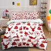 Christmas Pattern with Red Icons Bedding Duvet Cover Set Duvet Cover Pillowcases  (1*Duvet Cover 2*Pillowcases, Without Duvet Insert)