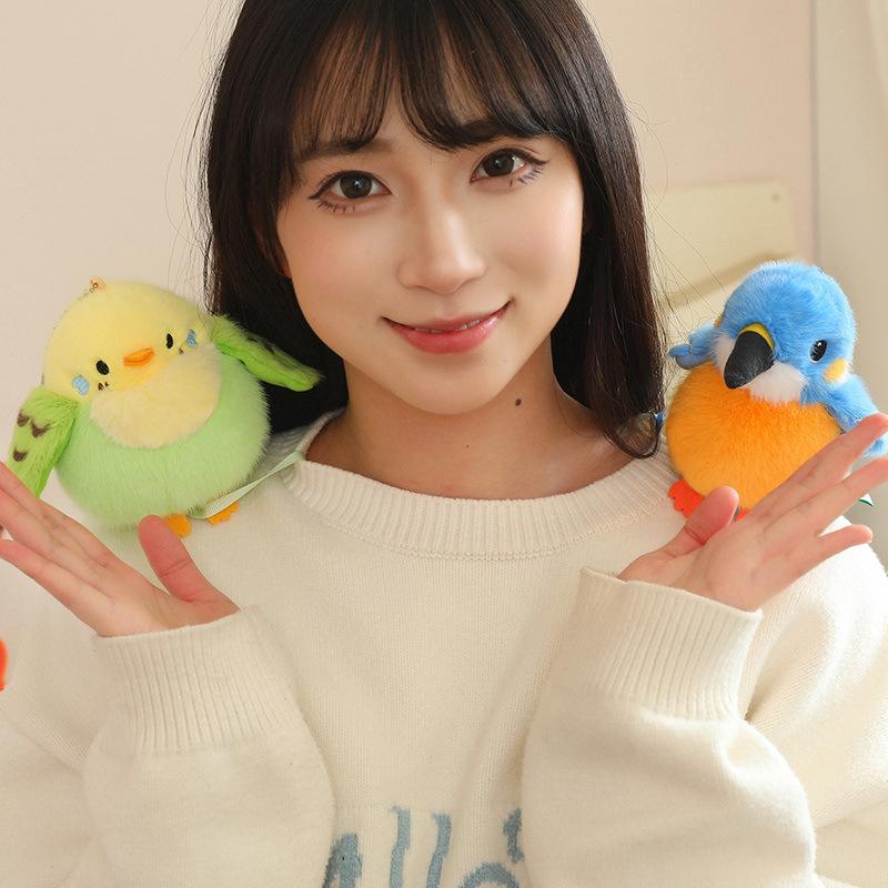 1 Piece Pretty Parrot Pigeon Funny Toy Cute Mini Standing Shoulder Pet Bird Plush Toys Fluffy Backpack Pendant For Kids