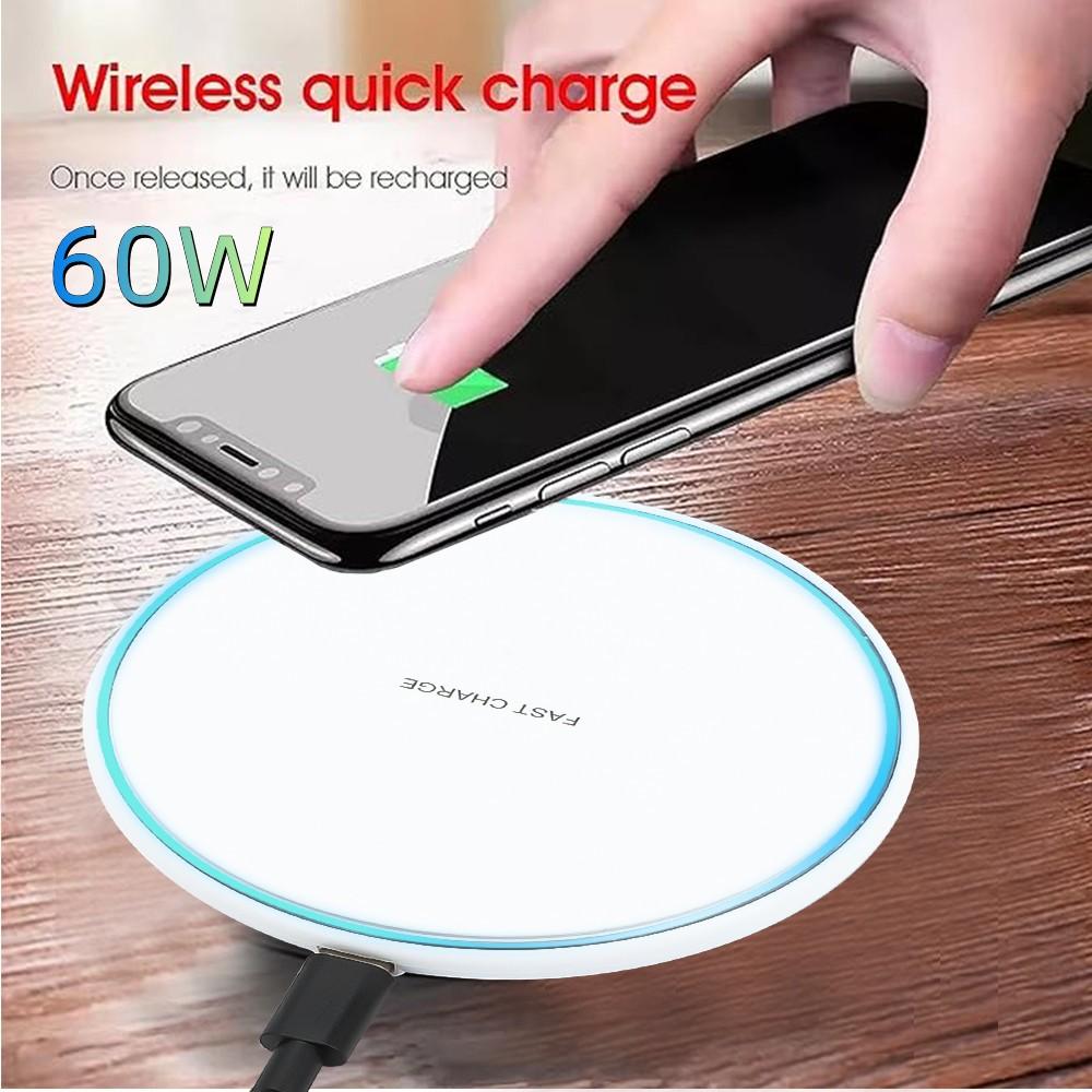 60W Wireless Charger Pad Stand for iPhone 15 14 13 12 11X8 Samsung Xiaomi Phone Chargers Induction Fast Charging Dock Station