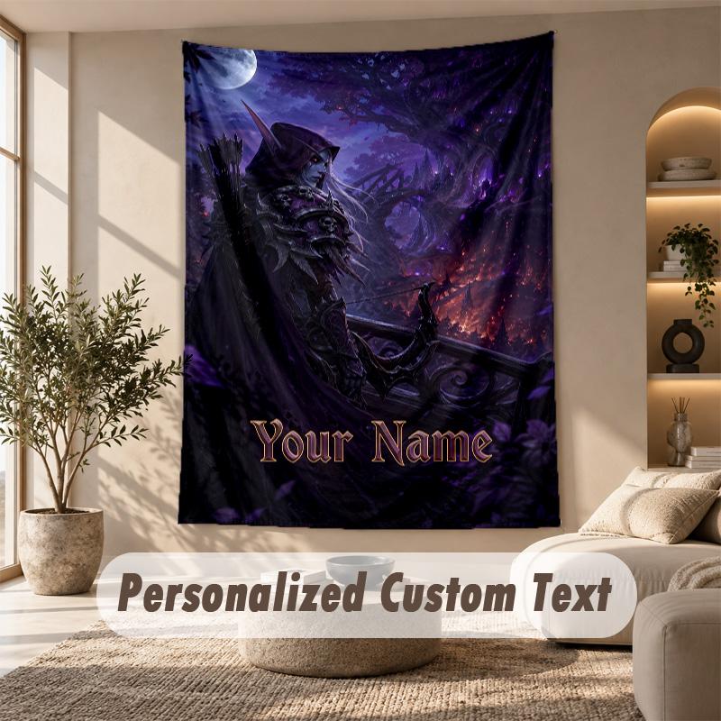 Tapestry Custom Name Text, Wall Hanging Tapestry Home Room DecorWorld of Warcraft