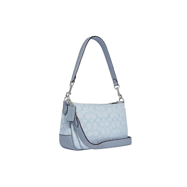 Coach Lonnie 25 Classic Monogram Print Fabric And Leather Shoulder Bag Women Shoulder Bag Blue C8306-SVS9X