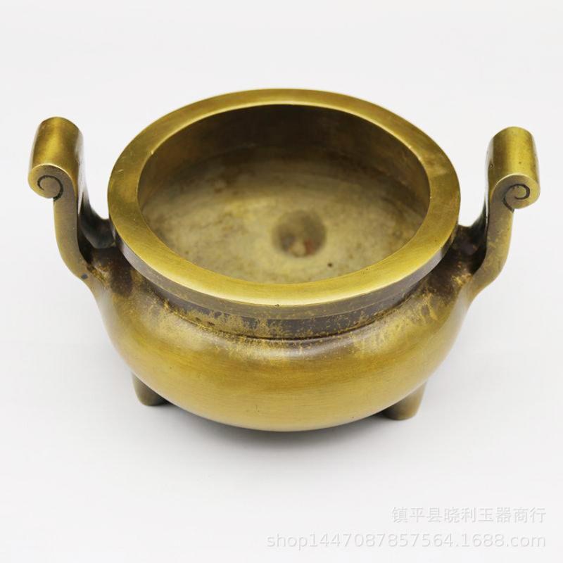 Three-Legged Tripod Buddha Offering Plate Copper Incense Living Room Ornament Aromatherapy Tube Cap Ear Burner Dam