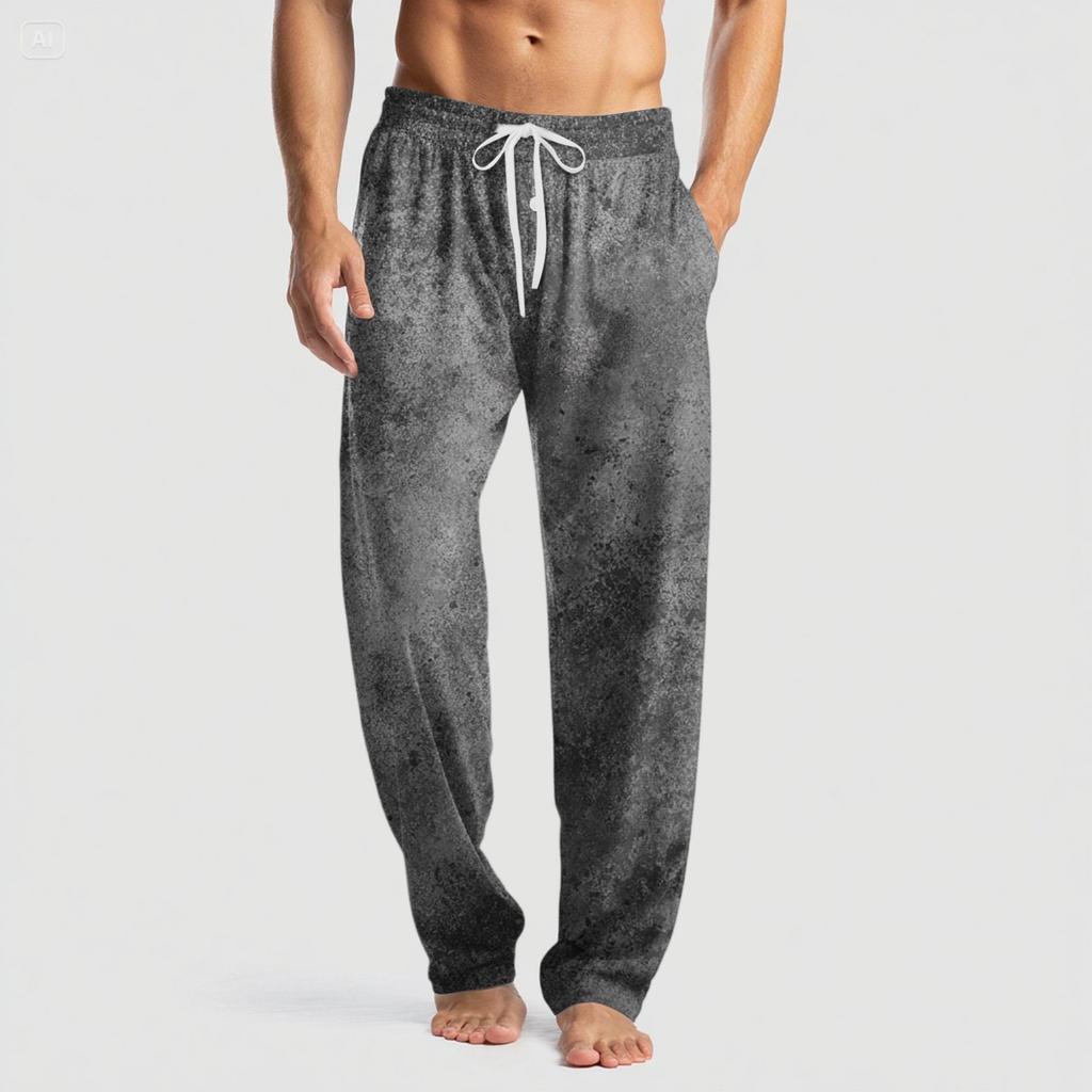 Men's Knitted Fashion Print Pocket Casual Pants Pajama Pants