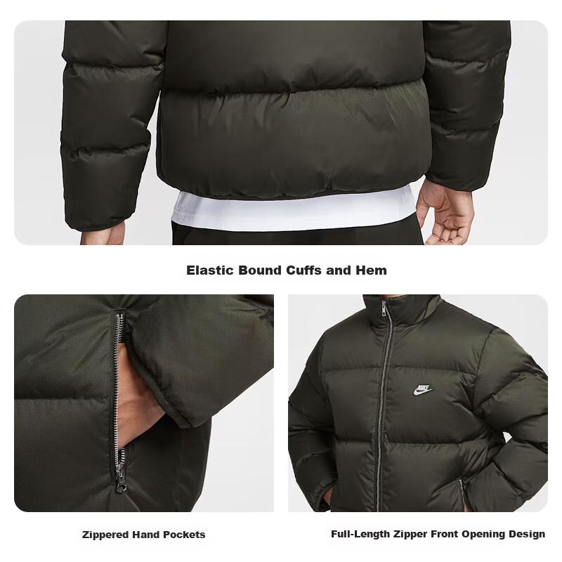 Nike Men's Winter Short Stand Collar Down Jacket Sports Cold-Resistant Coat CLUB Series