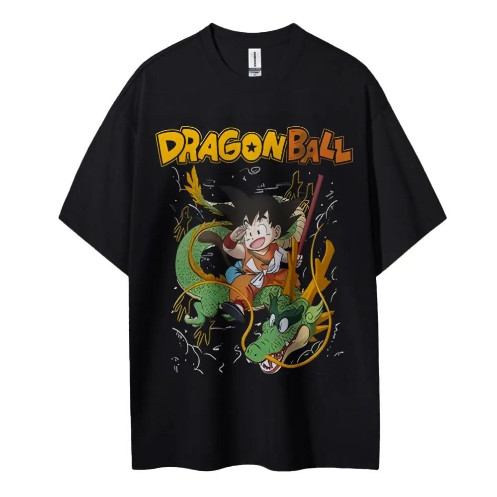 2026 Summer Dragon Ball Oversized Tshirt High Quality 100 Cotton Kid Goku  Shenron Print Unisex Retro Casual Adults Kids