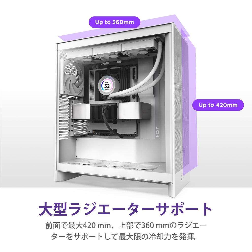 NZXT H7 Flow V2 White 120mm Fan 3 Mid Tower ATX Case CS9013 CM-H72FW-01