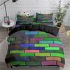 Building Block King Queen Duvet Cover Colorful Brick Bedding Set For Kids Teens Adults Cartoon 2/3pcs Polyester Comforter Cover