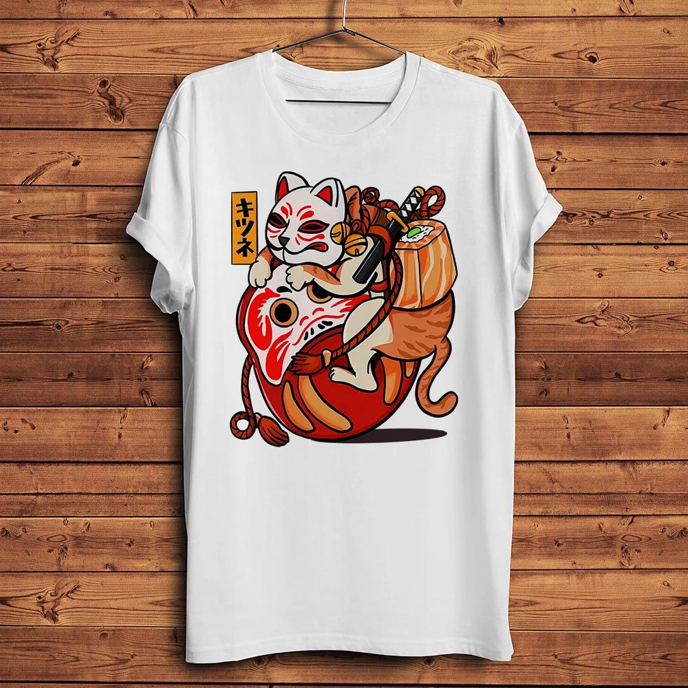 Kawaii Sushi Cat Daruma Funny Neko TShirt Men,Casual Tee,Short Sleeve Unisex T Shirt,Streetwear