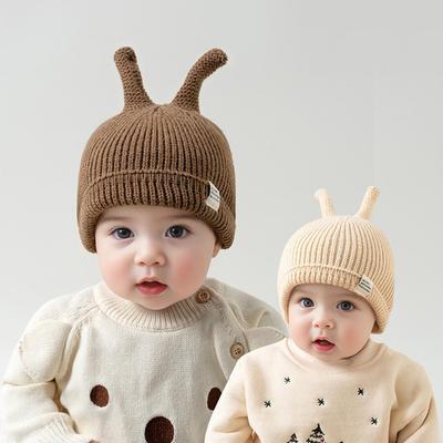 Baby Herbst Winter Gestrickte Mütze Niedlich Neugeborener Junge Mädchen Warme Mütze Einfarbig Outdoor Winddicht Säugling Häkelmütze