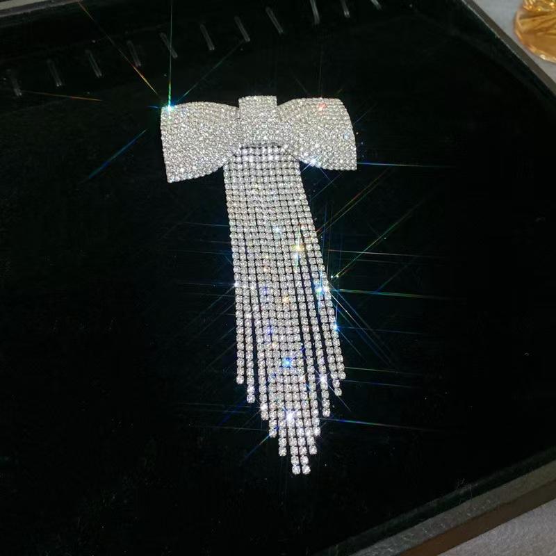 Bow Fringe Hairpin For Women  Temperament Hair Clip Korean Light Luxury Hair Accessories Gold Silver Color