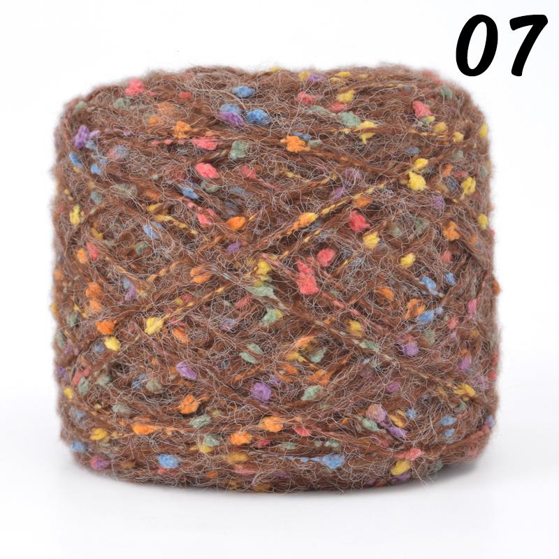 Mohair Yarn Ball with Rainbow Candy Beans Embellishment Soft Wool for Sweater Scarf Bag DIY Crochet Colorful Ball Thread