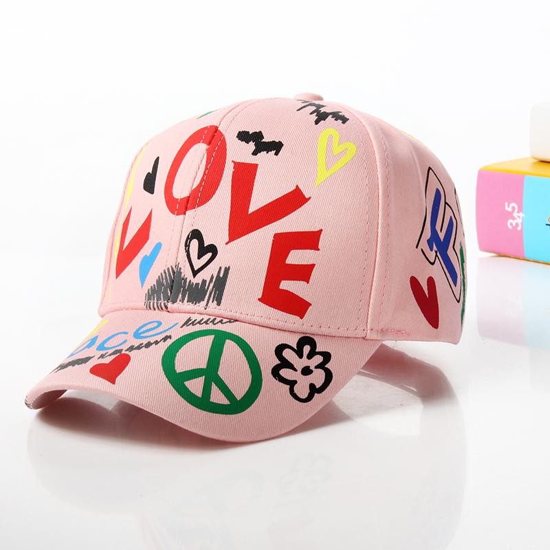 Fashion cotton Graffiti boy girl Baseball caps Children Printed snapback hat Kids Popular hip hop hat Cap hot sell