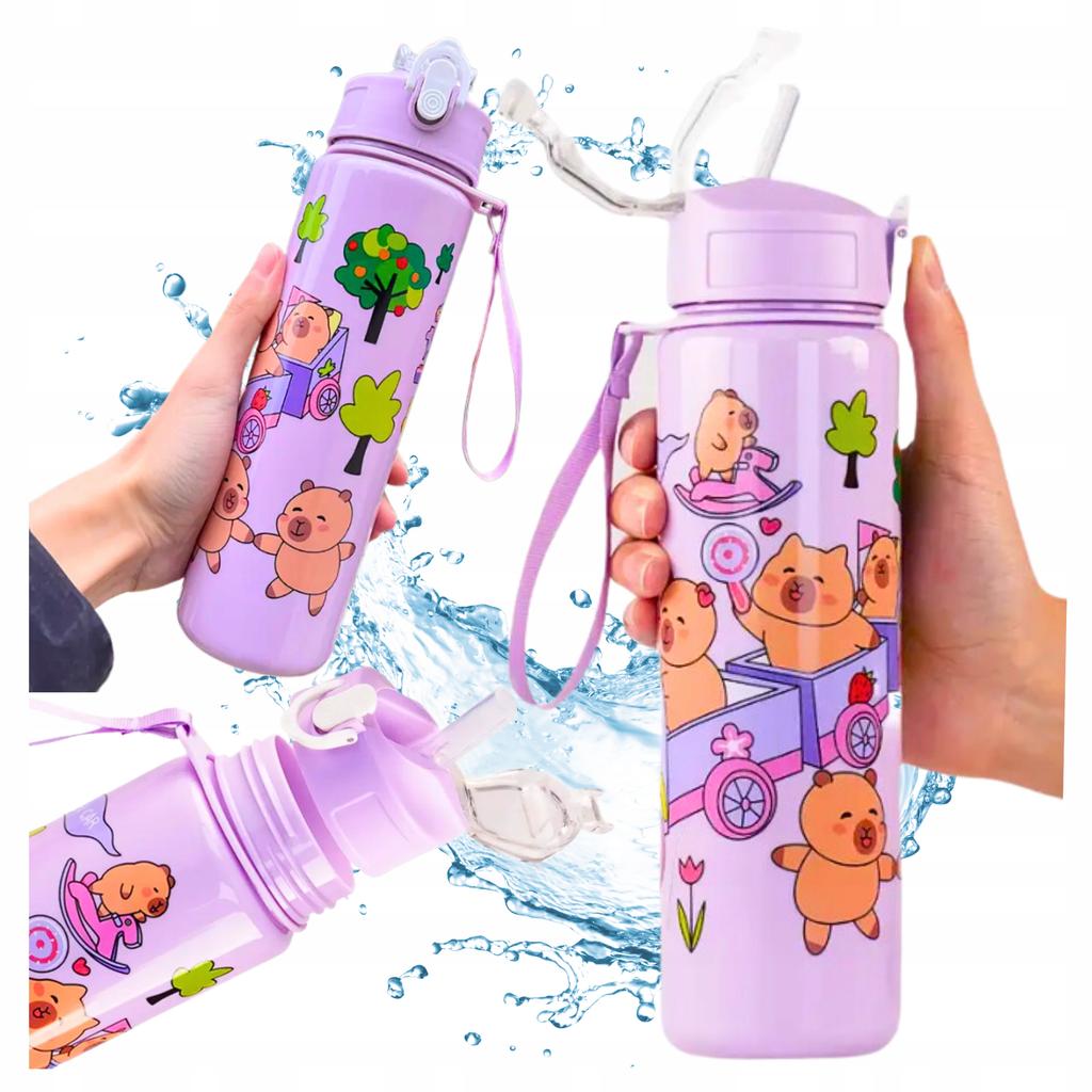 Capybara Water Bottle With Straw For Children To School 690 Ml