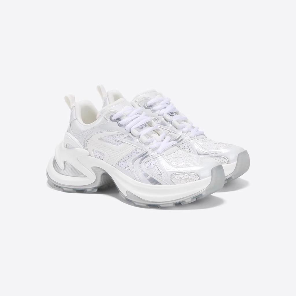 Silver Paillette Dad Shoes Women's Summer New Fashion Thick Bottom Height Increasing Breathable Casual Sneaker