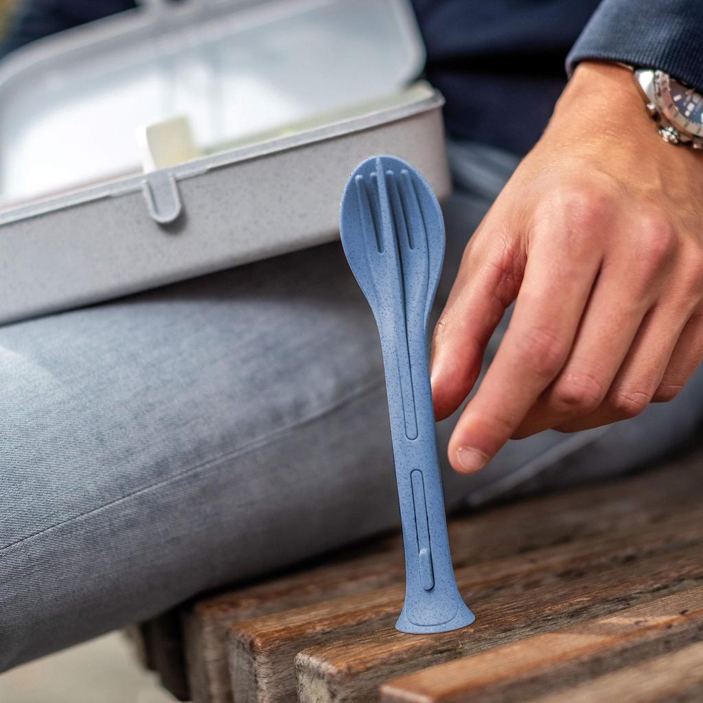 Koziol KLIKK Pocket Cutlery Set Knife Spoon Fork 17cm Unbreakable Made in Germany Outdoor Camping Lunchbox Compact Recyclable Plastic Dishwasher Safe