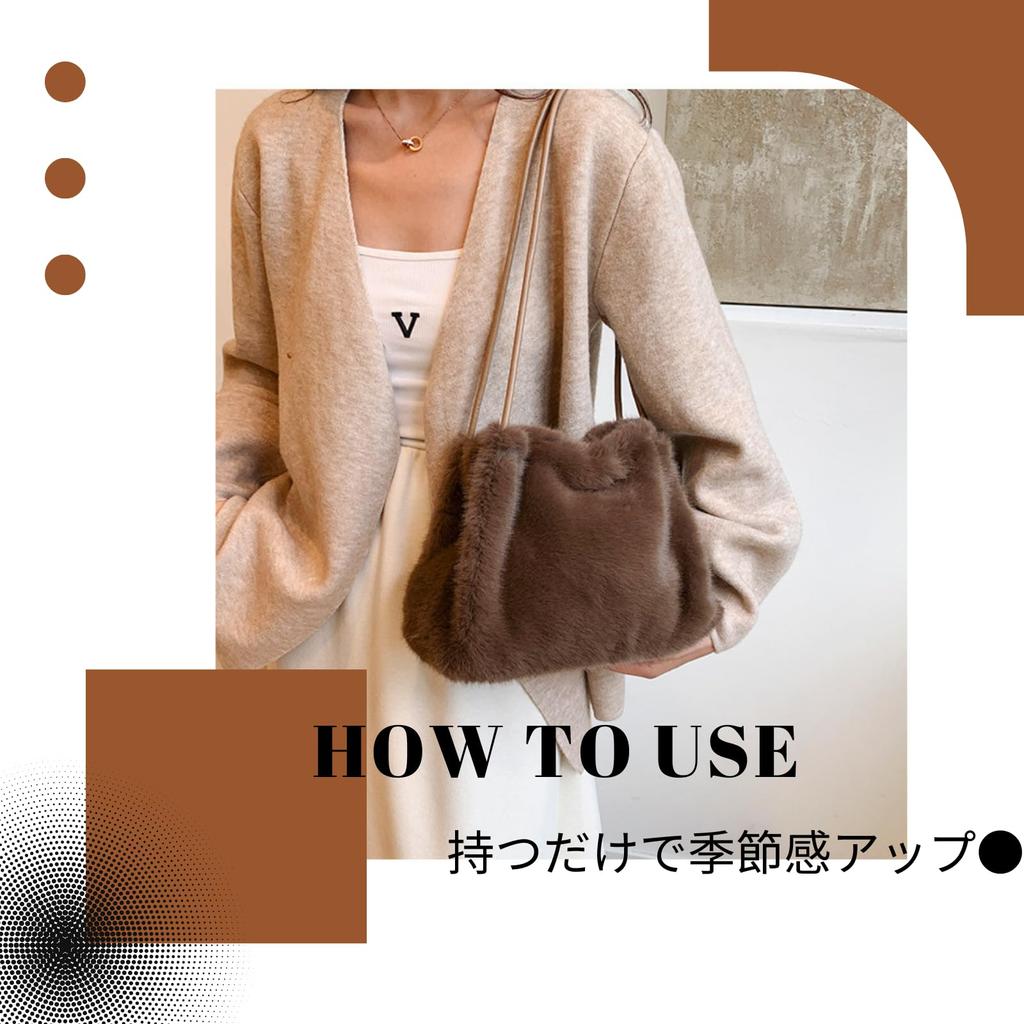 Andrei Fur Tote Shoulder Fluffy Faux Stylish for and More Women's Bag, Fur, Lightweight, Fall/Winter, Commuting, School, (White)