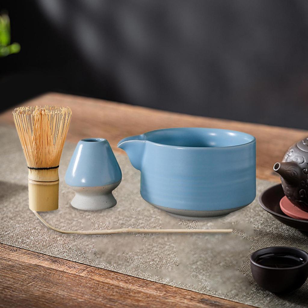 4 Pieces Bamboo Matcha Whisk Scoop and Holder Bowl, Japanese Ceremony Accessory with Tea