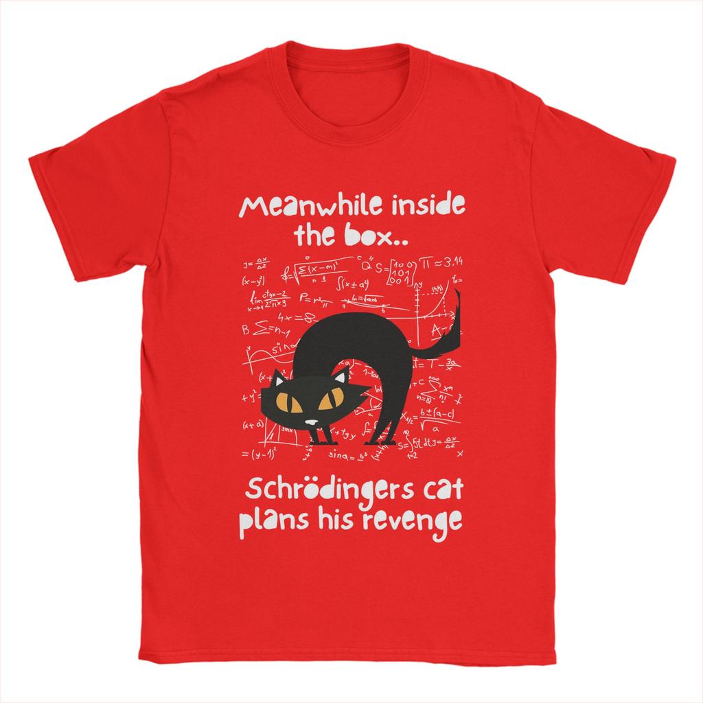 Mens Schrodingers Cat Revenge T Shirt Pure Cotton Clothing Crazy Short Sleeve Round Neck Tees Gift Idea TShirts