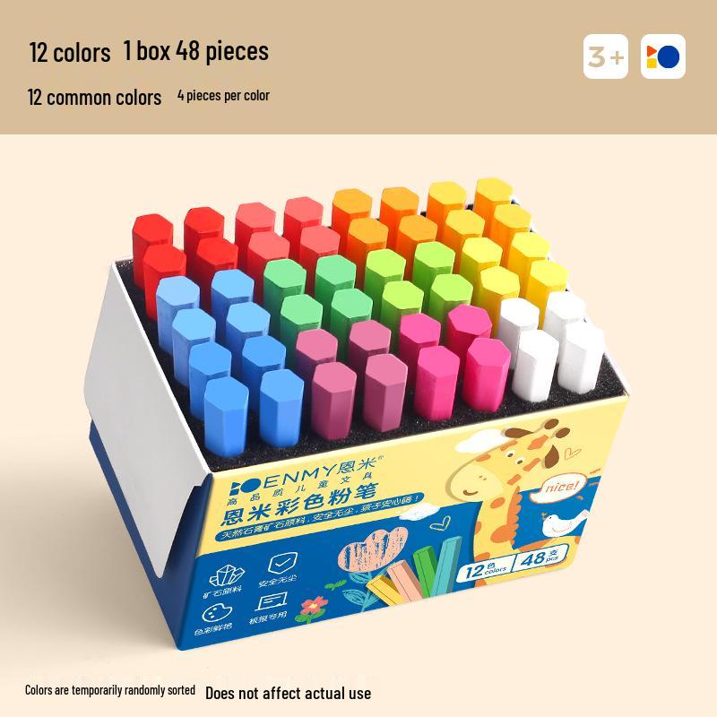 Enmi Dustless High-Color Safe Blackboard Chalk for Teachers and Students