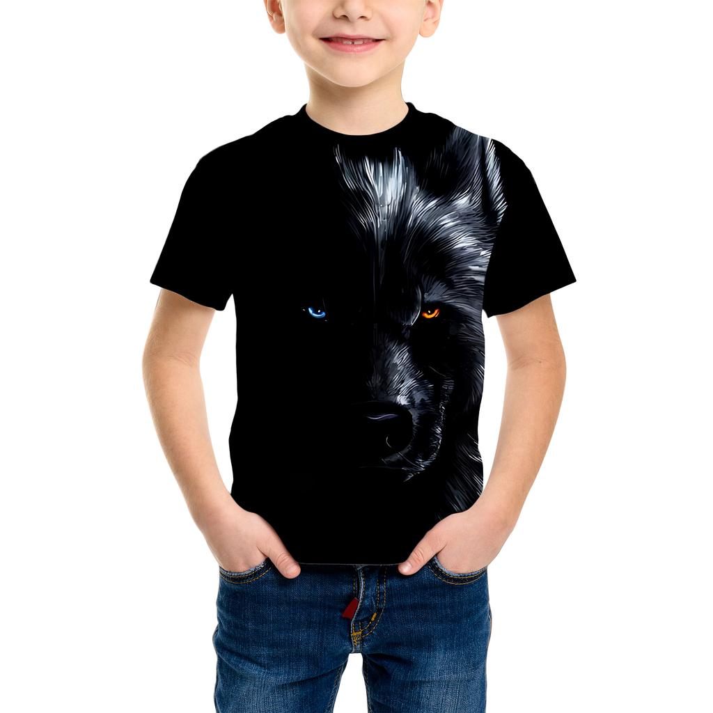 3D Tiger Pattern Printing Fashion T-Shirt Dragon Element Printing Summer New Boy Personalized Cool Tops Kids Funny T Shirt