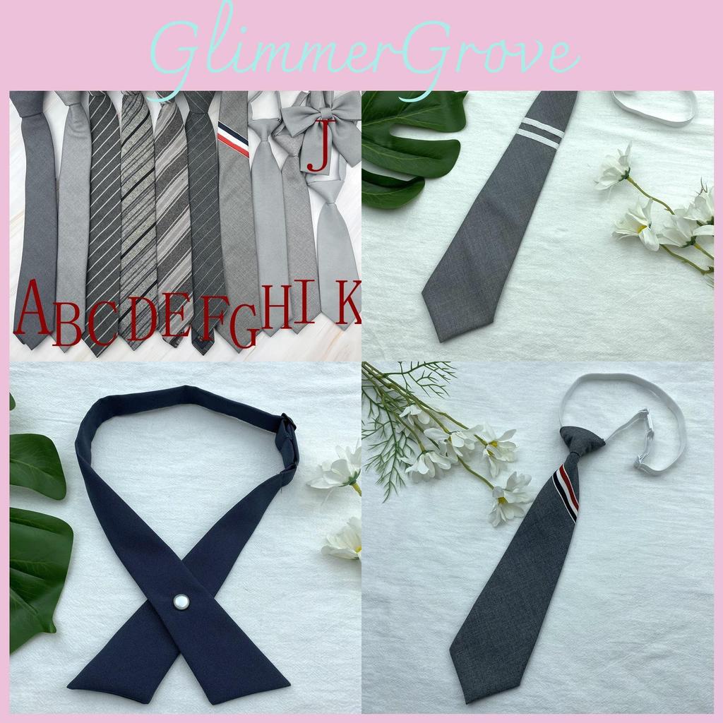 Stripe Gray Horizontal Tie Neck Flower Adults School Casual Decoration Attire