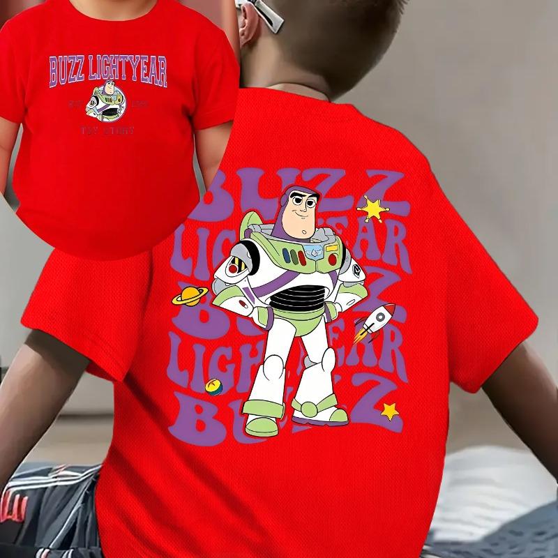 Dětské tričko Disney Toy Story Buzz Rakeťák Retro vzor Letní nové Pohodlné prodyšné tričko