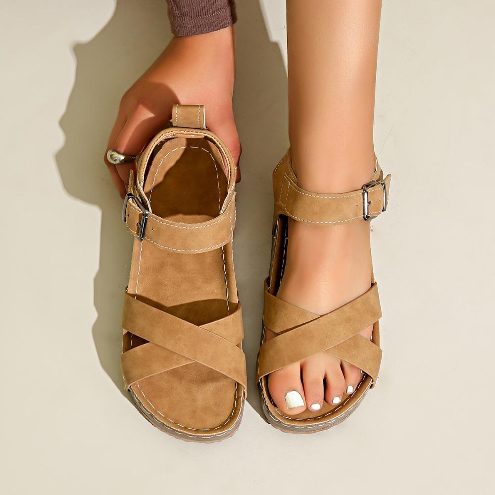 Fashion Women Cork Flat Sandals New Non-slip Platform Flat Sandals Women Fashion Lightweight Outdoor Shoes for Women Zapatos De Mujer