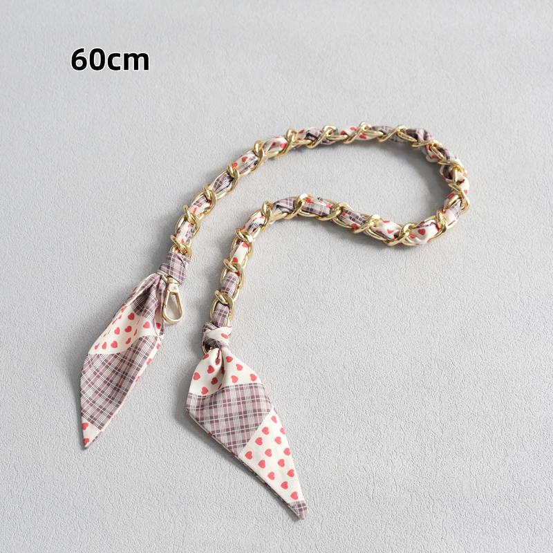 New Fashion Brand Woman Handbag Accessory Chains Detachable Floral Print Gold Silver Metal Silk Shoulder Strap Women DIY Chain Bag Handles