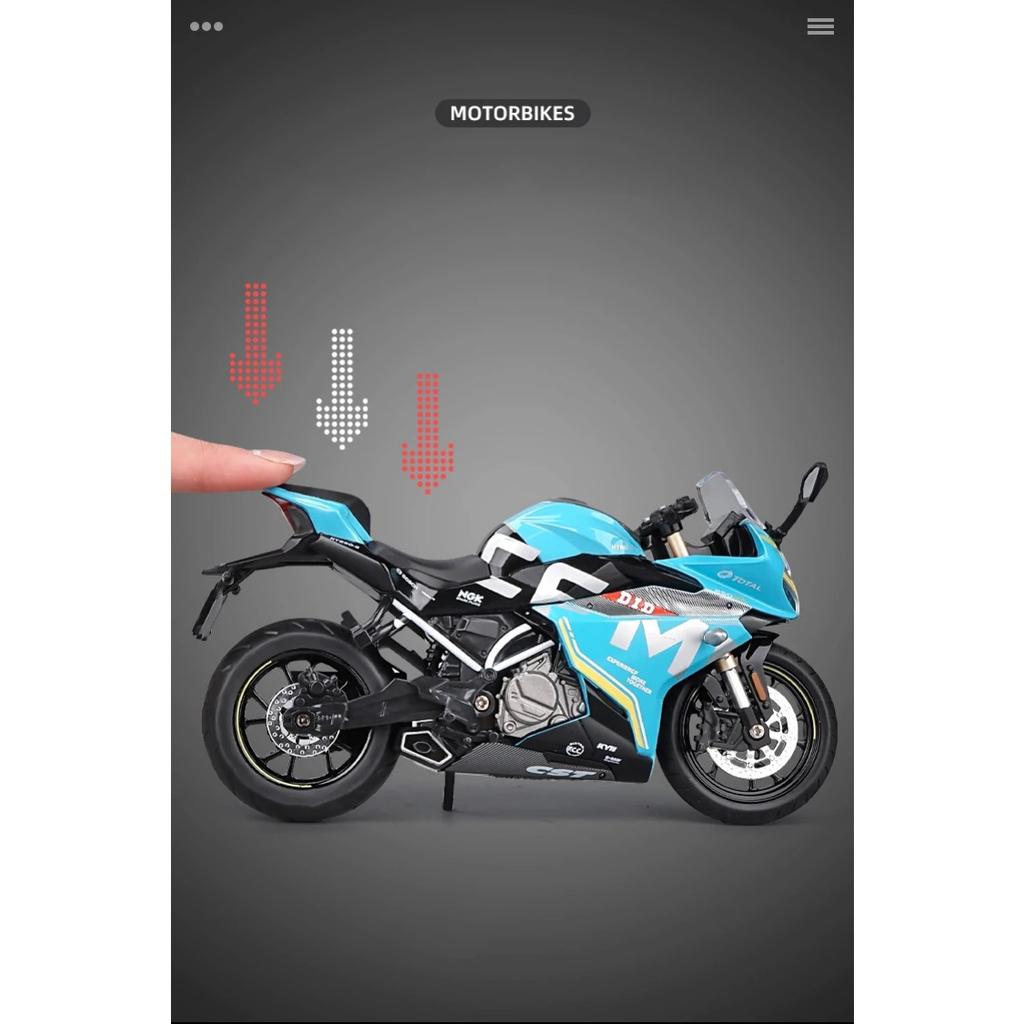 1/12 Spring Breeze CF 250SR Diecast Motorradmodell Spielzeug Replika mit Licht Geburtstagsgeschenk Weihnachtsgeschenk Sammlung Motorrad